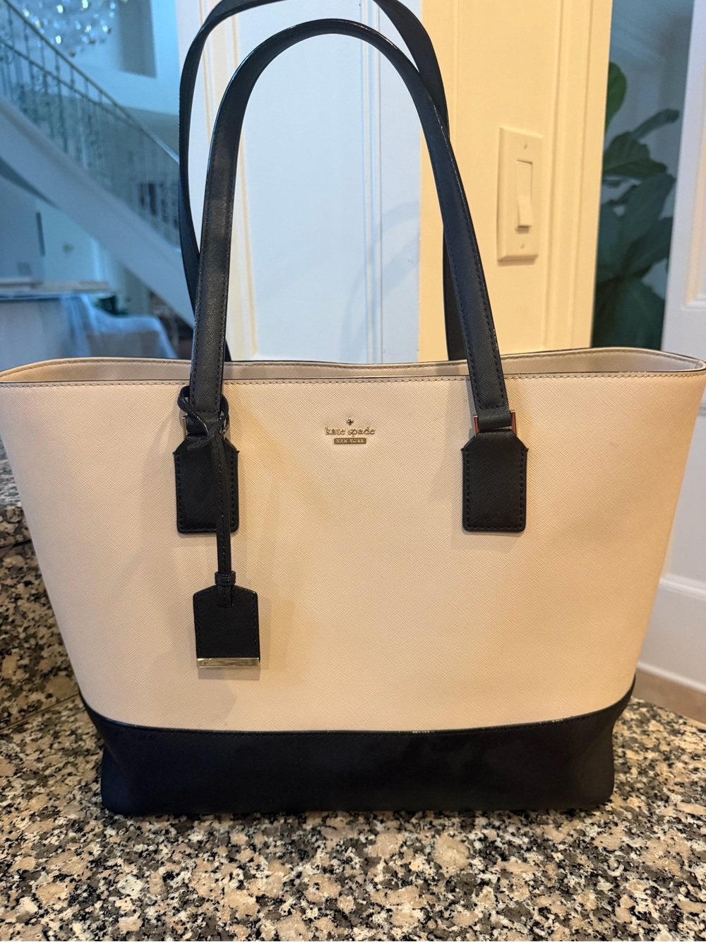 kate spade Black and Cream Two-Tone Tote